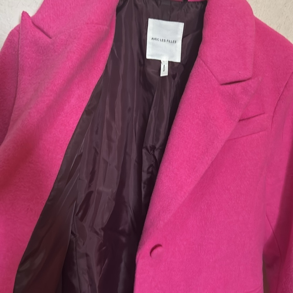 Avec Les Filles Longline Coat in Fuchsia Size Large NWOT - Picture 6 of 8